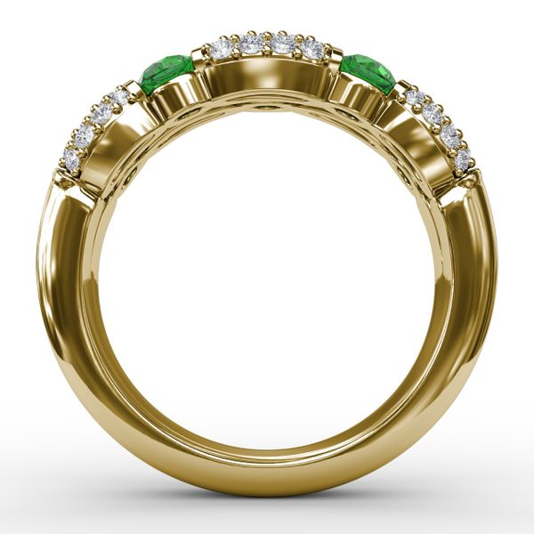 Double Row Emerald and Diamond Ring Image 3 Reed & Sons Sedalia, MO