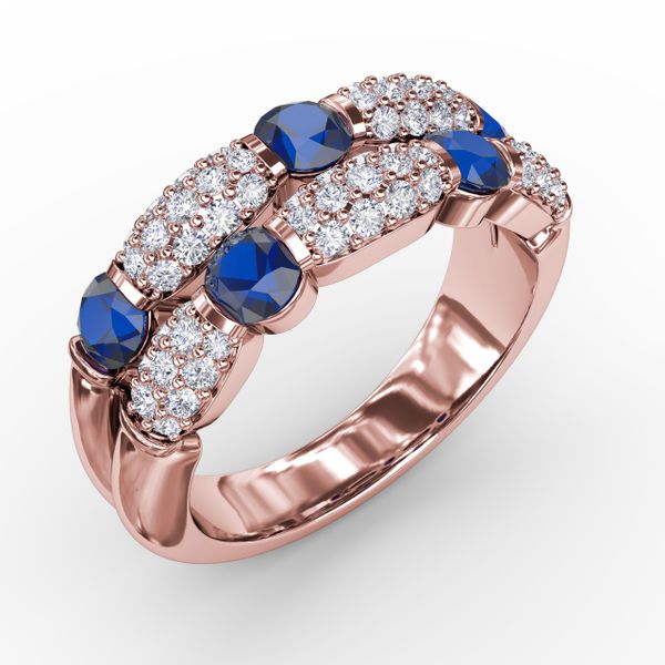 Double Row Sapphire and Diamond Ring Image 2 P.K. Bennett Jewelers Mundelein, IL