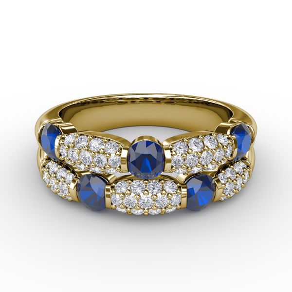 Double Row Sapphire and Diamond Ring Mesa Jewelers Grand Junction, CO