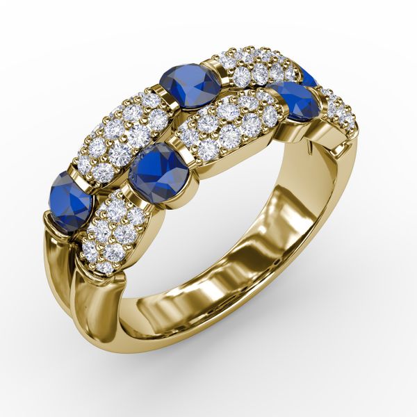 Double Row Sapphire and Diamond Ring Image 2 Milano Jewelers Pembroke Pines, FL