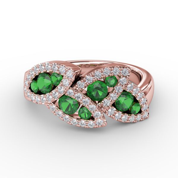 Glam Galore Emerald and Diamond Leaf Ring Perry's Emporium Wilmington, NC