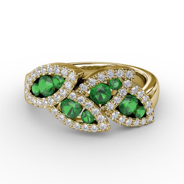 Glam Galore Emerald and Diamond Leaf Ring John Herold Jewelers Randolph, NJ