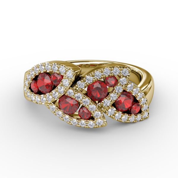 Glam Galore Ruby and Diamond Leaf Ring Cornell's Jewelers Rochester, NY