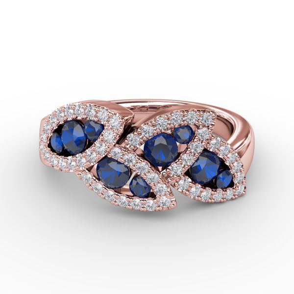 Glam Galore Sapphire and Diamond Leaf Ring Sanders Diamond Jewelers Pasadena, MD