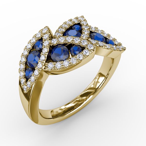 Glam Galore Sapphire and Diamond Leaf Ring Image 2 Shannon Jewelers Spring, TX