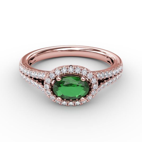 Halo Emerald and Diamond Ring Falls Jewelers Concord, NC