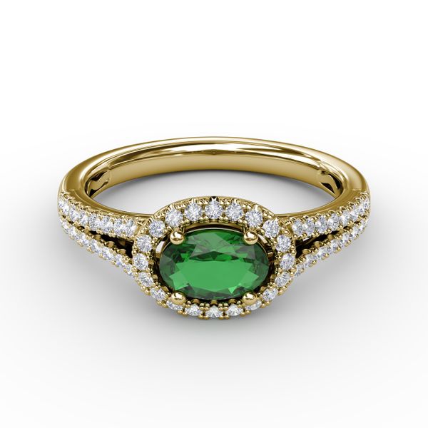 Halo Emerald and Diamond Ring Reed & Sons Sedalia, MO