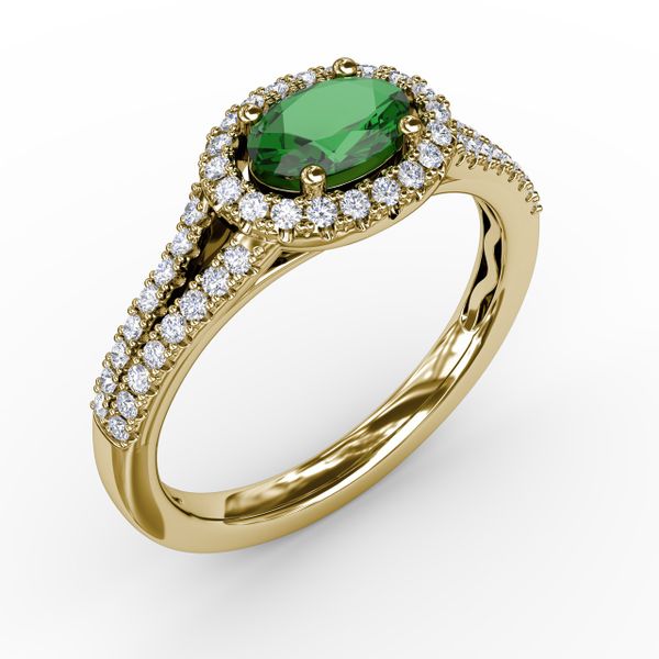 Halo Emerald and Diamond Ring Image 2 Sanders Diamond Jewelers Pasadena, MD