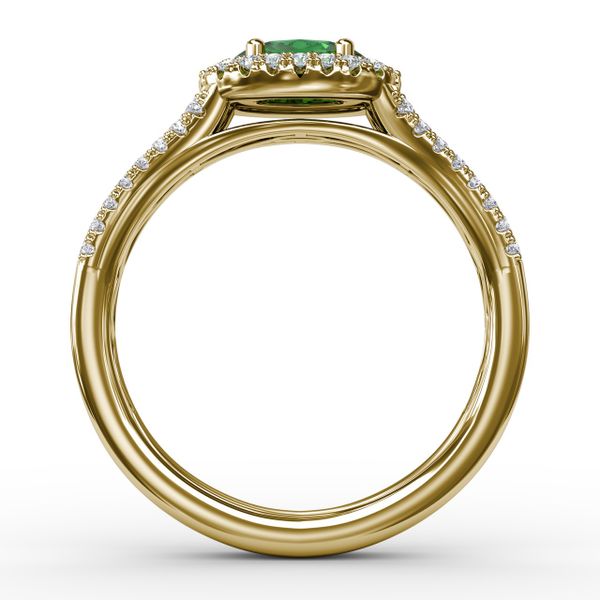 Halo Emerald and Diamond Ring Image 3 John Herold Jewelers Randolph, NJ