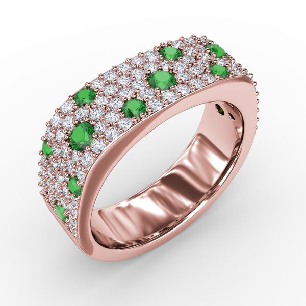 Under the Stars Emerald-Speckled Diamond Ring Image 2 Cornell's Jewelers Rochester, NY