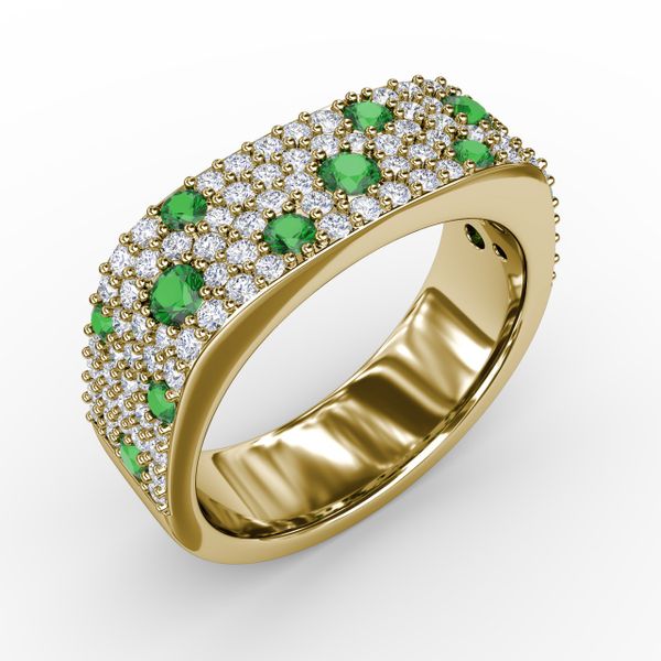 Under the Stars Emerald-Speckled Diamond Ring Image 2 J. Thomas Jewelers Rochester Hills, MI