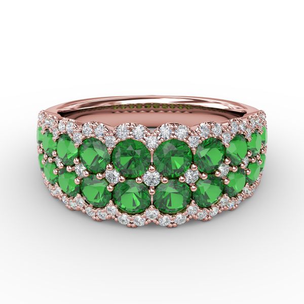 Get Sentimental Emerald and Diamond Double Row Ring Gaines Jewelry Flint, MI