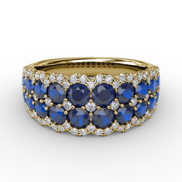 Get Sentimental Sapphire and Diamond Double Row Ring John Herold Jewelers Randolph, NJ