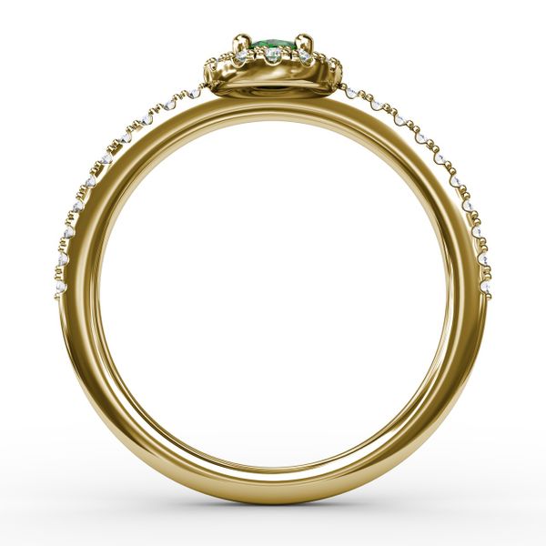 Classic Halo Emerald and Diamond Ring  Image 3 Falls Jewelers Concord, NC
