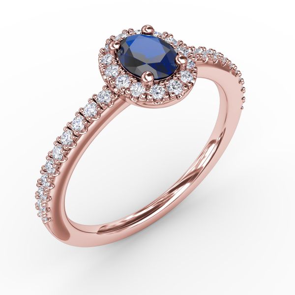 Classic Halo Sapphire and Diamond Ring  Image 2 Cornell's Jewelers Rochester, NY