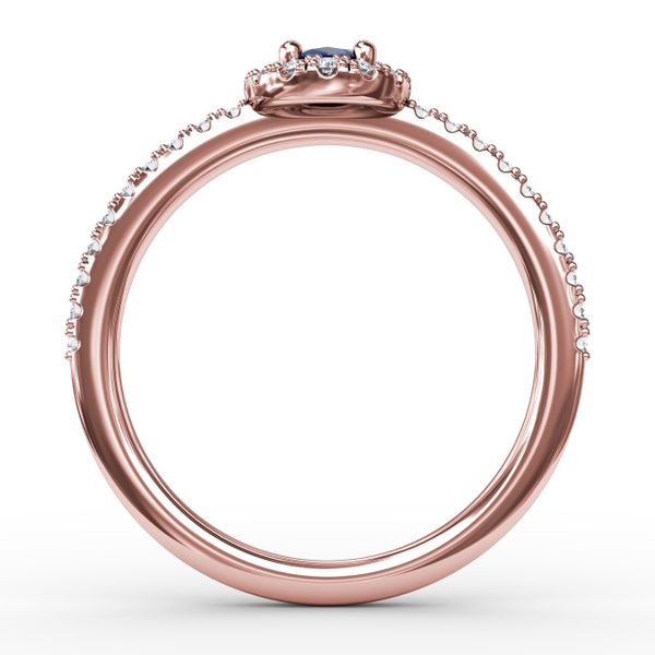 Classic Halo Sapphire and Diamond Ring  Image 3 Sanders Diamond Jewelers Pasadena, MD