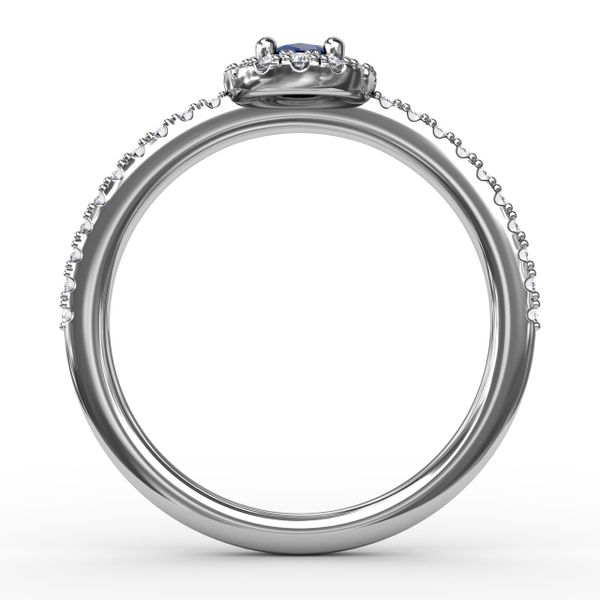 Classic Halo Sapphire and Diamond Ring  Image 3 Cornell's Jewelers Rochester, NY