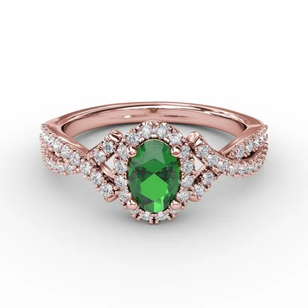 Emerald and diamond twist ring Clearance