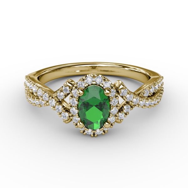 Swirls of Love Emerald and Diamond Twist Ring Gaines Jewelry Flint, MI