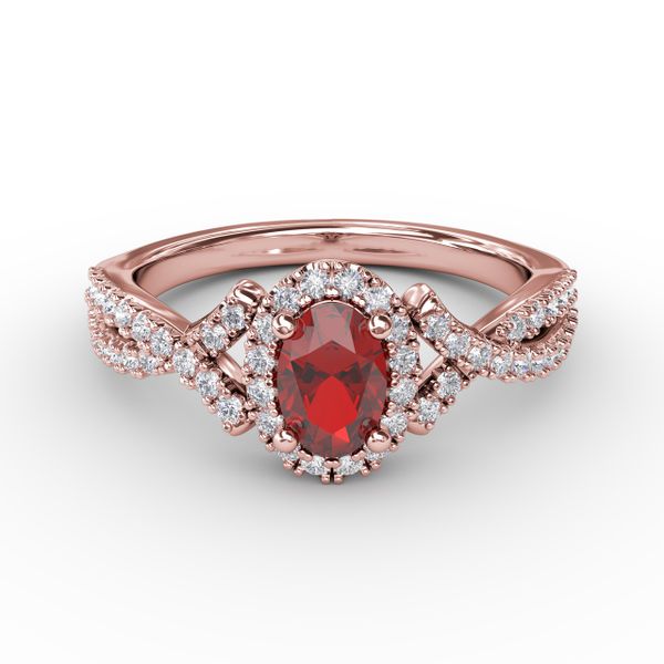 Swirls of Love Ruby and Diamond Twist Ring Falls Jewelers Concord, NC