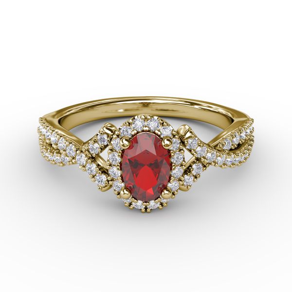 Swirls of Love Ruby and Diamond Twist Ring Falls Jewelers Concord, NC