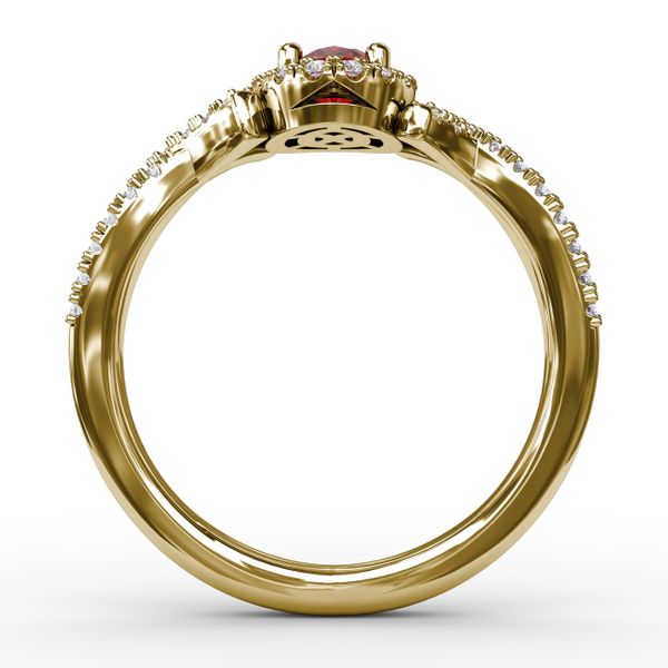 Swirls of Love Ruby and Diamond Twist Ring Image 3 Mesa Jewelers Grand Junction, CO