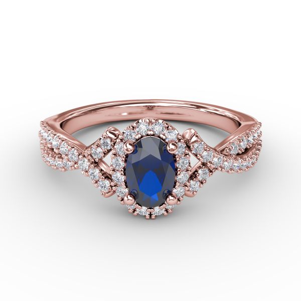 Swirls of Love Sapphire and Diamond Twist Ring J. Thomas Jewelers Rochester Hills, MI