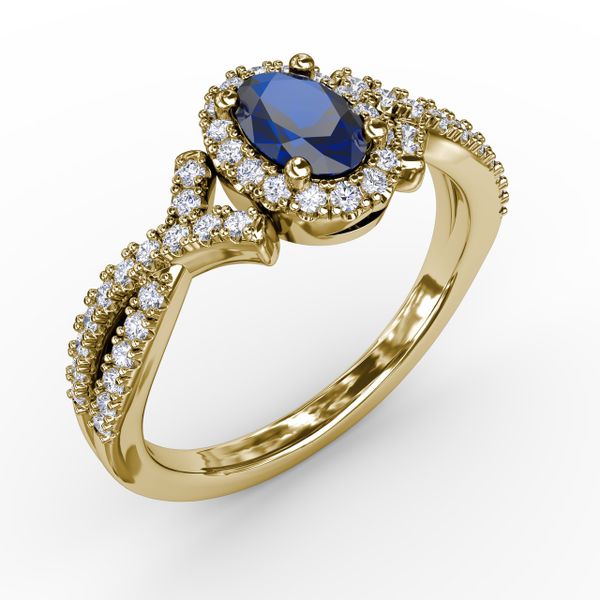 Swirls of Love Sapphire and Diamond Twist Ring Image 2 John Herold Jewelers Randolph, NJ