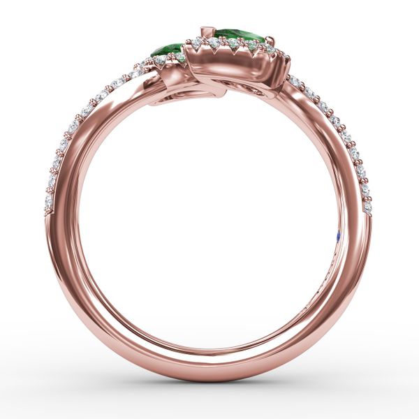 Double The Love Emerald and Diamond Ring  Image 3 Selman's Jewelers-Gemologist McComb, MS