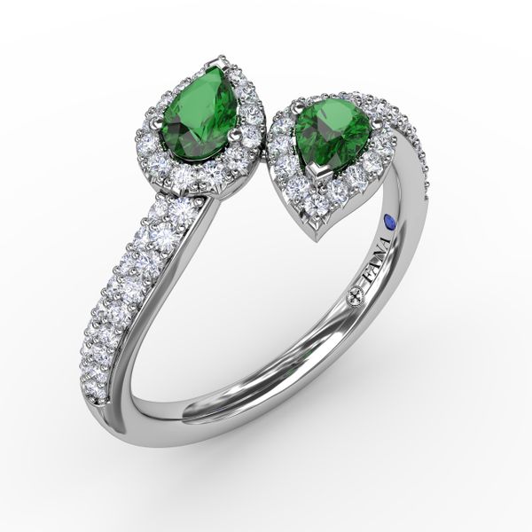 Double The Love Emerald and Diamond Ring  Image 2 Cornell's Jewelers Rochester, NY