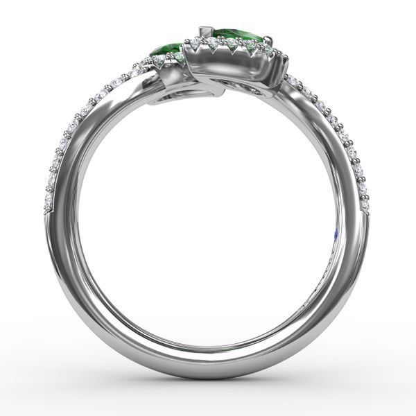 Double The Love Emerald and Diamond Ring  Image 3 Castle Couture Fine Jewelry Manalapan, NJ