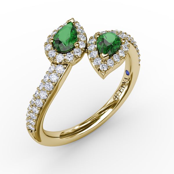 Double The Love Emerald and Diamond Ring  Image 2 Sanders Diamond Jewelers Pasadena, MD