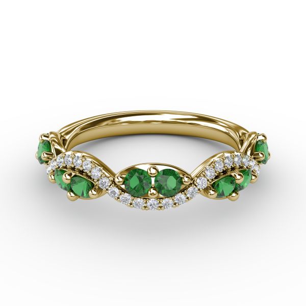 Emerald and Diamond Twist Ring  S. Lennon & Co Jewelers New Hartford, NY