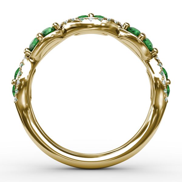 Emerald and Diamond Twist Ring  Image 3 Mesa Jewelers Grand Junction, CO