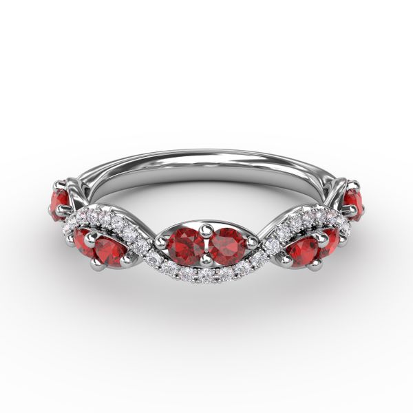Ruby and Diamond Twist Ring  J. Thomas Jewelers Rochester Hills, MI