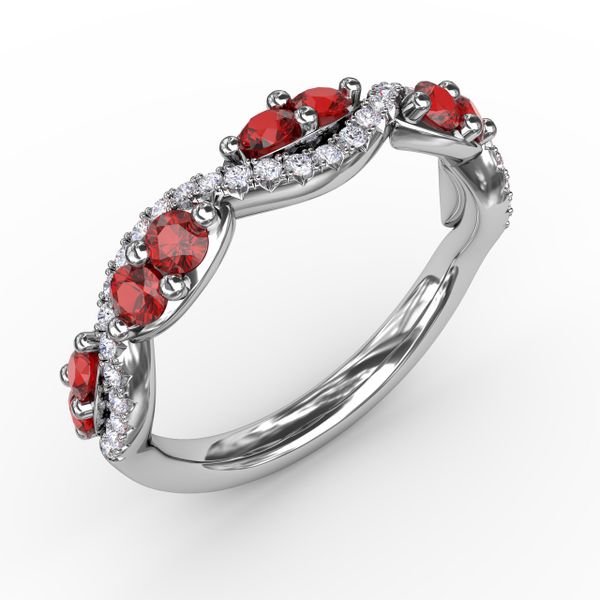 Ruby and Diamond Twist Ring  Image 2 J. Thomas Jewelers Rochester Hills, MI