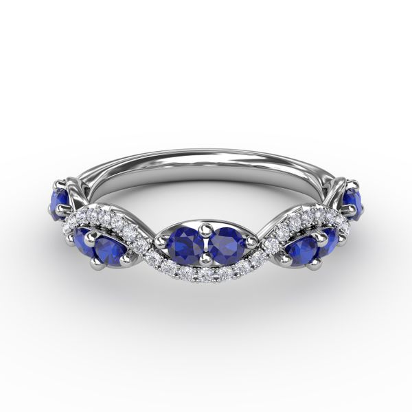 Sapphire and Diamond Twist Ring  Castle Couture Fine Jewelry Manalapan, NJ