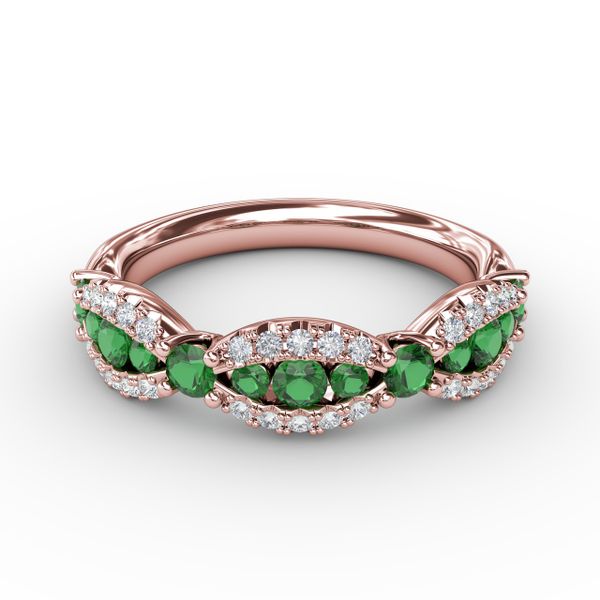 Emerald and Diamond Scalloped Ring  John Herold Jewelers Randolph, NJ