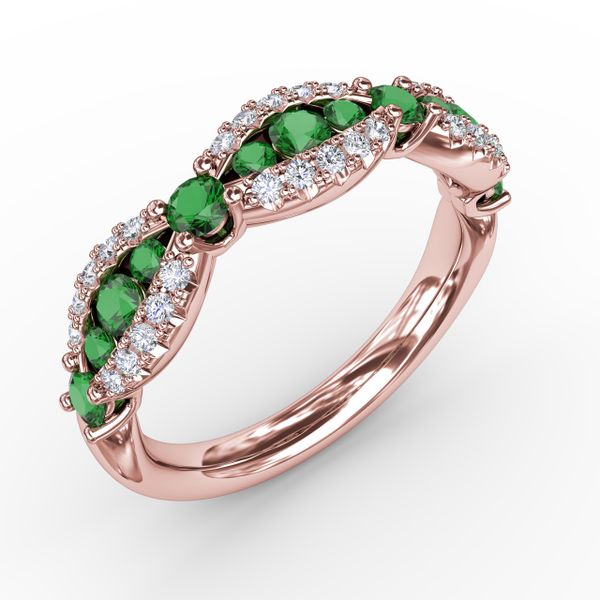 Emerald and Diamond Scalloped Ring  Image 2 Gaines Jewelry Flint, MI