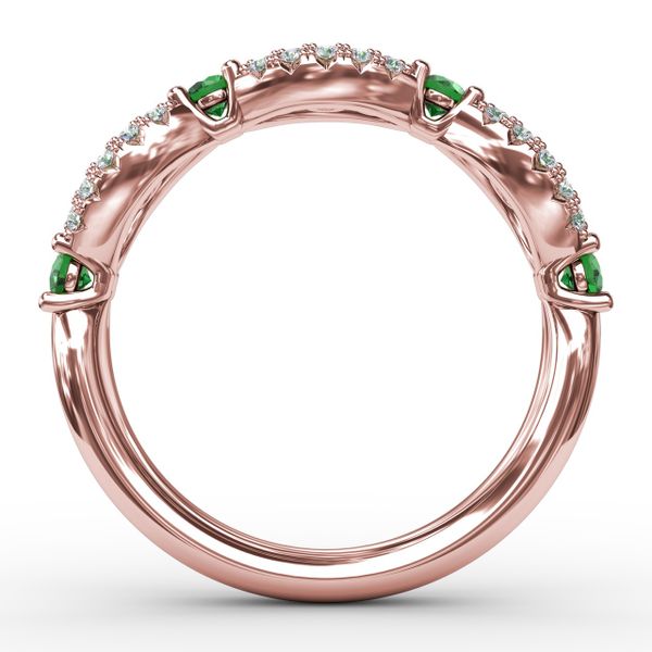 Emerald and Diamond Scalloped Ring  Image 3 D. Geller & Son Jewelers Atlanta, GA