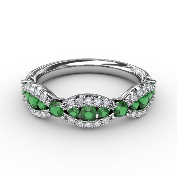 Emerald and Diamond Scalloped Ring  Gaines Jewelry Flint, MI