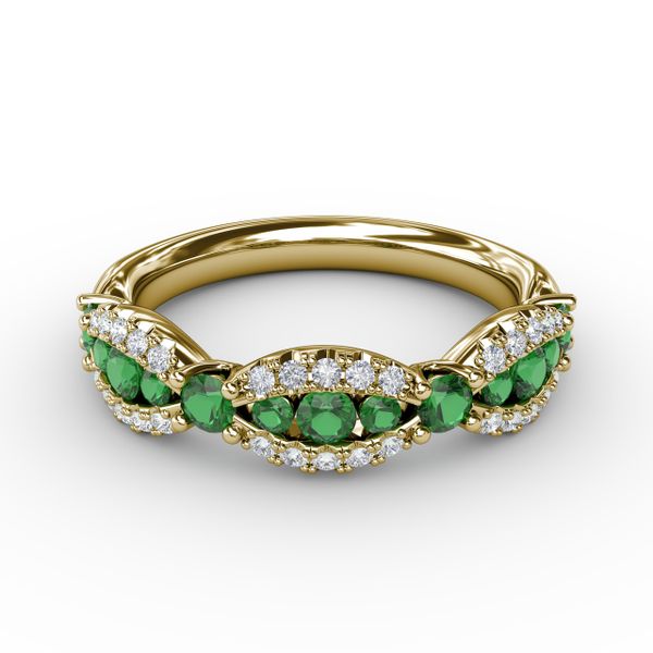Emerald and Diamond Scalloped Ring  Shannon Jewelers Spring, TX
