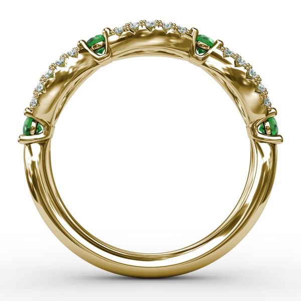 Emerald and Diamond Scalloped Ring  Image 3 Selman's Jewelers-Gemologist McComb, MS