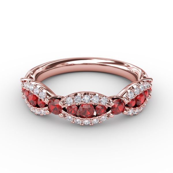 Ruby and Diamond Scalloped Ring  Conti Jewelers Endwell, NY
