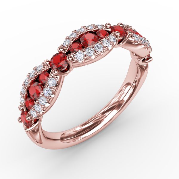 Ruby and Diamond Scalloped Ring  Image 2 J. Thomas Jewelers Rochester Hills, MI