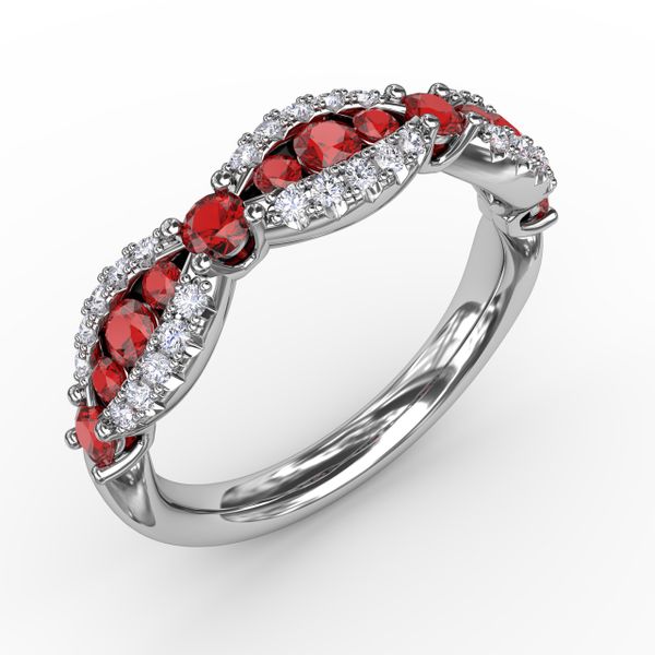 Ruby and Diamond Scalloped Ring  Image 2 D. Geller & Son Jewelers Atlanta, GA