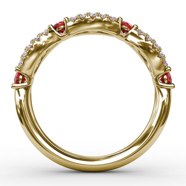 Ruby and Diamond Scalloped Ring  Image 3 Cornell's Jewelers Rochester, NY