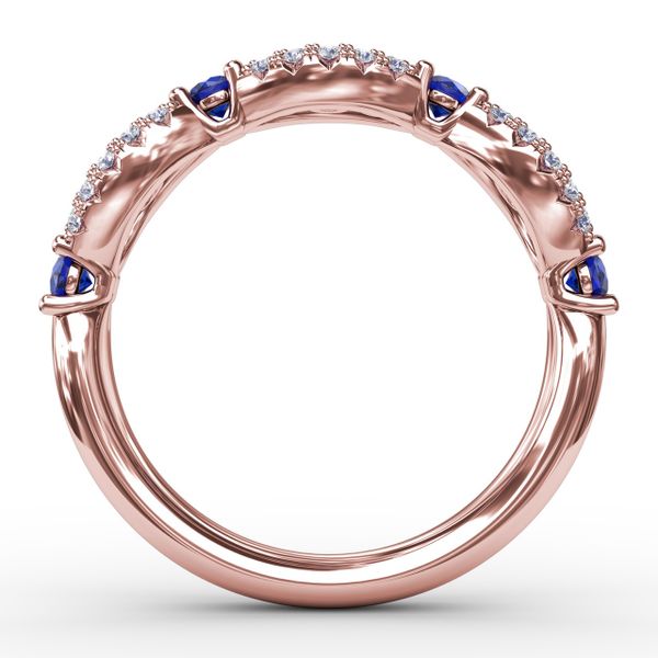 Sapphire and Diamond Scalloped Ring  Image 3 Selman's Jewelers-Gemologist McComb, MS