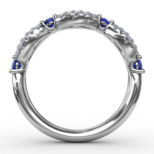 Sapphire and Diamond Scalloped Ring  Image 3 Milano Jewelers Pembroke Pines, FL