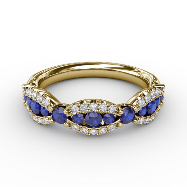Sapphire and Diamond Scalloped Ring  J. Thomas Jewelers Rochester Hills, MI